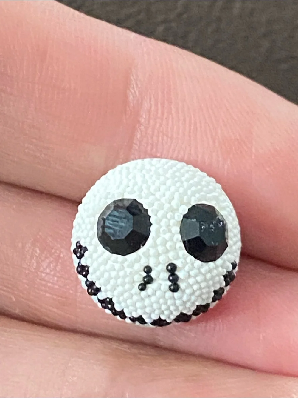 Silver 925 Jack White & Black Skull Bead Stud Earrings